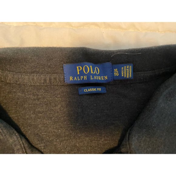 Ralph Lauren Polo Mens XL Gray Collar 2 Button T-Shirt White Horse - Picture 3 of 4